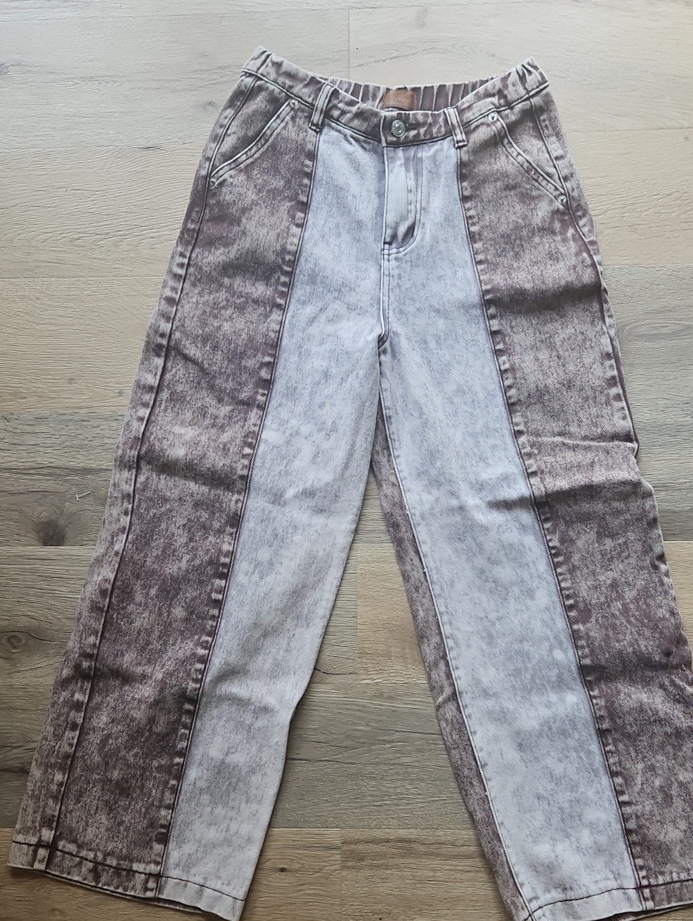 Pols Two Tone Acid Wash Colorblock Jeans Pants Size S